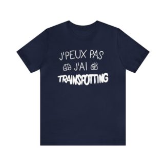 Tee-shirt Rail Fan - "Je peux pas j'ai trainspotting !" (Navy)